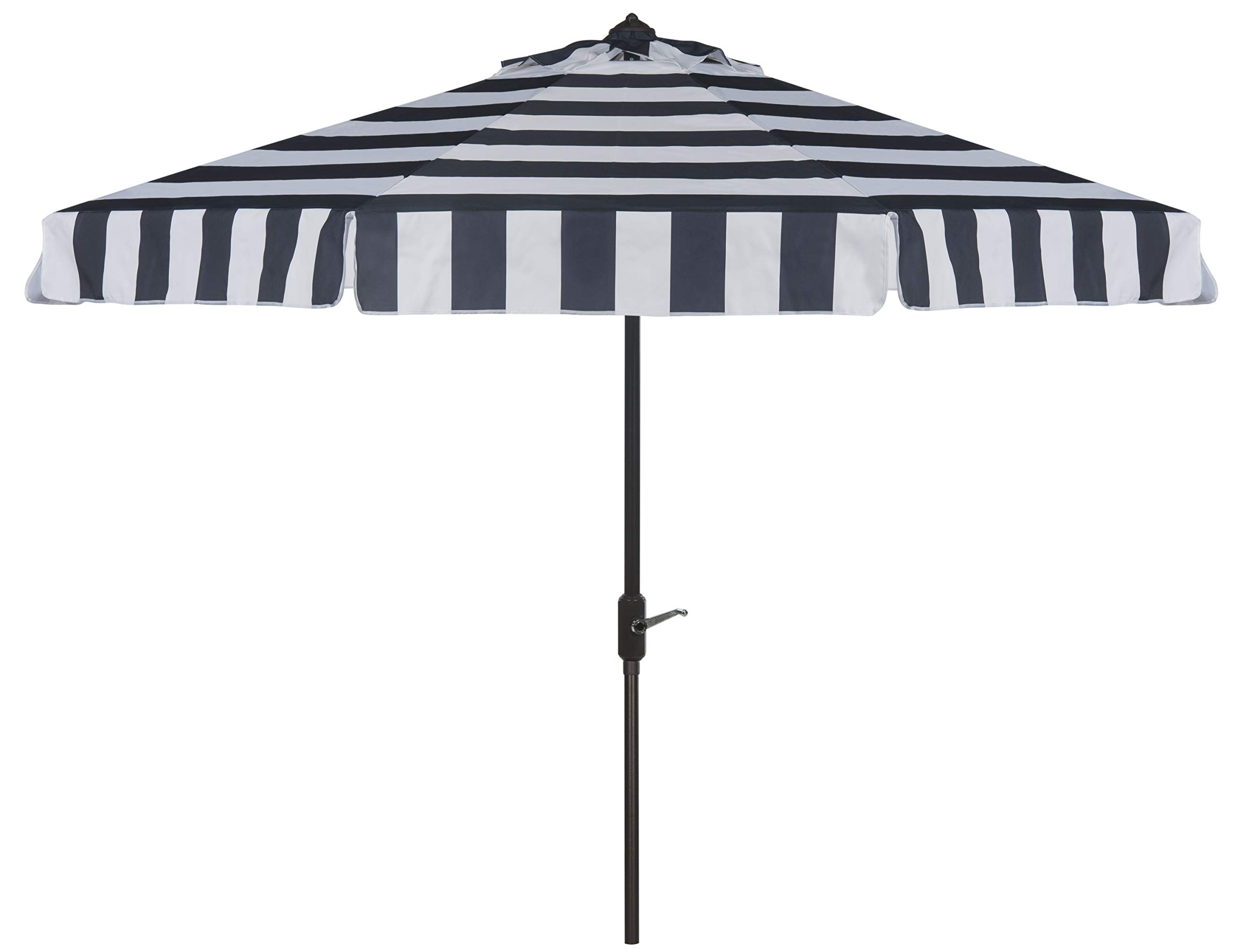 Safavieh PAT8103B 11-Foot Round Outdoor Patio Umbrella - UV Protected, Navy & White Stripes - Perfect for Poolside, Backyard, and Garden Relaxation