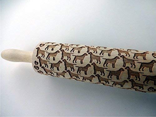 Engraved Labrador Dog Pattern Rolling Pin for Embossed Cookies - Perfect Baking Gift for Dog Lovers & Home Bakers (Ideal for Holidays, DIY Cookies, and Special Occasions)