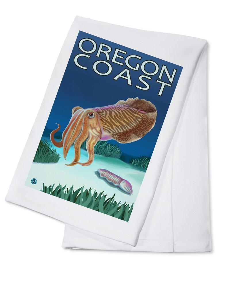 Oregon Coast Cuttlefish Design 100% Cotton Tea Towel - Decorative Hand Towel for Kitchen, Bathroom & Home Decor - Perfect for Drying Dishes, Gift Giving & Coastal Themed Decor