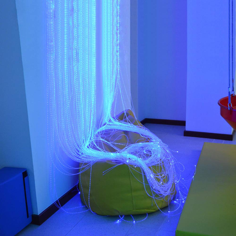 Upgraded 16W Fiber Optic Curtain Light Kit with APP Control - RGBW Sound Activated LED & 300pcs 0.75mm Flash Point Fiber Optic Cables (3m Length) for Home Decor, Sensory Rooms, Autism Therapy, Parties, and Bedroom Ambiance Lighting