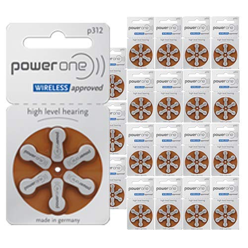 Power One Size 312 Mercury-Free Hearing Aid Batteries (10 Pack, 60 Batteries) - Long-Lasting for Hearing Devices & Assistive Listening Equipment