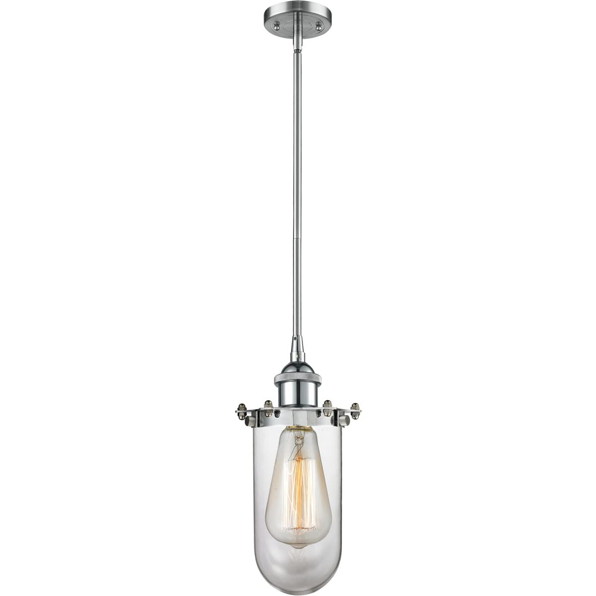 Vintage Dimmable LED Pendant Light - Polished Chrome Finish - 1 Light Hanging Fixture for Kitchen Island, Dining Room & Bar Counter Lighting | Innovations 516-1S-PC-232-CL-LED