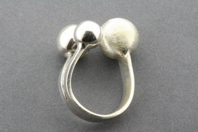 Brushed & Polished Sterling Silver Spheres Ring - Elegant Stackable Jewelry for Women, Perfect for Everyday Wear & Special Occasions