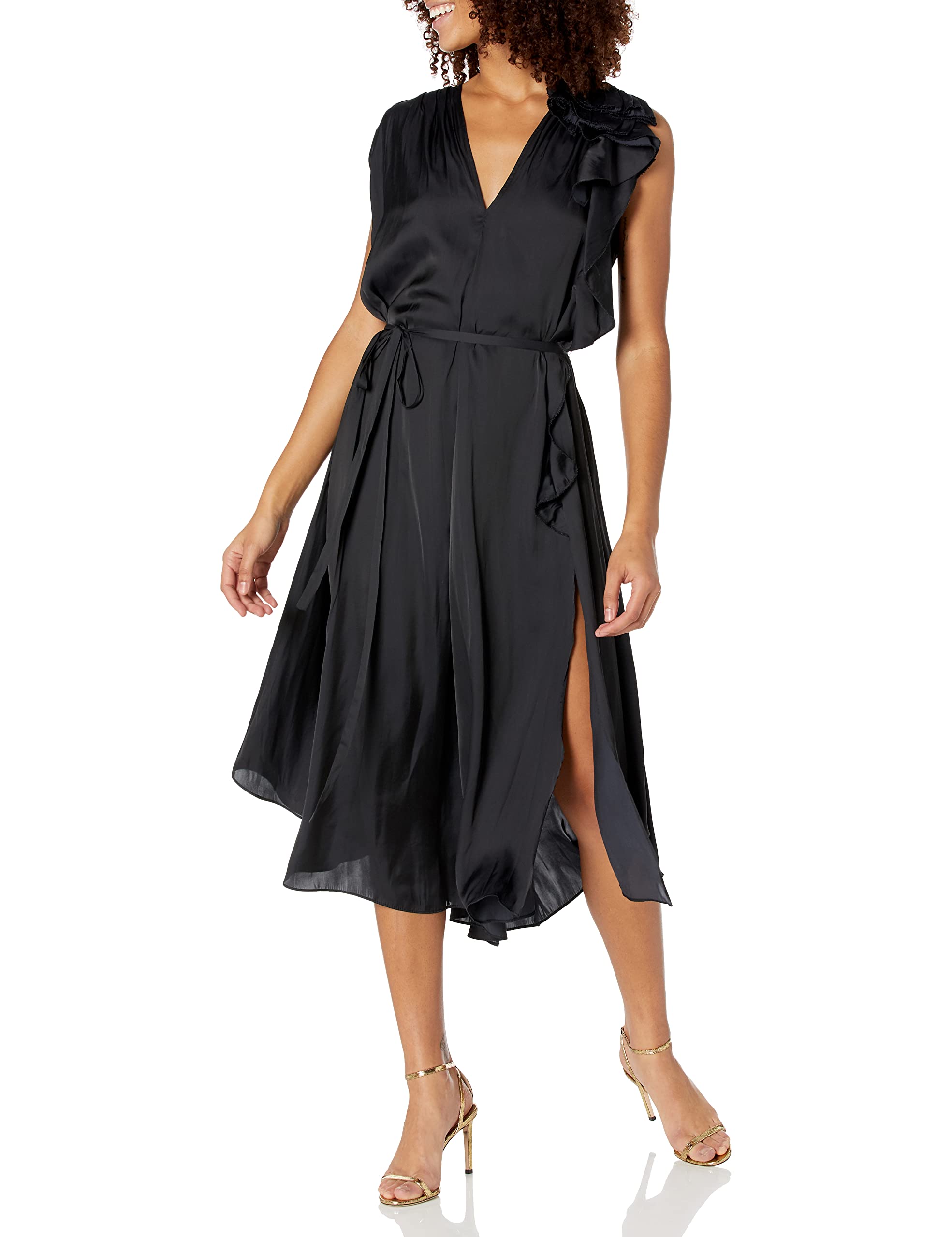 Ramy Brook Women's Kaisley Dress - Flowy Summer Midi Dress with V-Neck & Ruffle Sleeves for Casual Outings, Beach Vacations & Date Nights