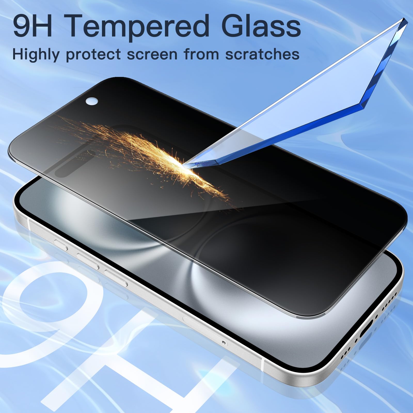 JETech Privacy Screen Protector for iPhone 16 (6.1-Inch) - Anti-Spy Tempered Glass with Easy Installation Kit - 2 Pack - Perfect for Office, Travel & Public Use