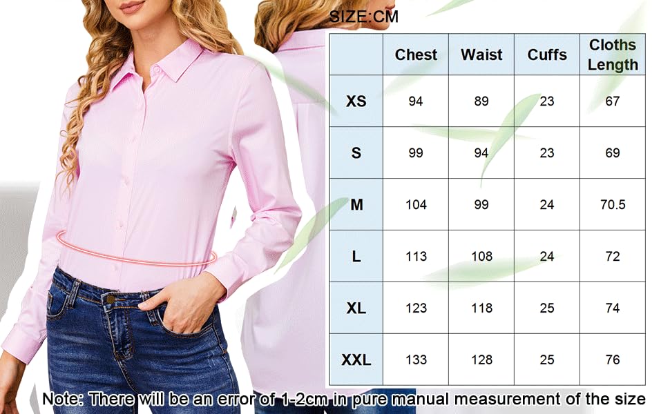 Wrinkle-Free Women's Button Down Shirts - Long Sleeve Stretch Business Blouse for Office & Formal Work | Perfect for Professional Meetings, Interviews & Corporate Events