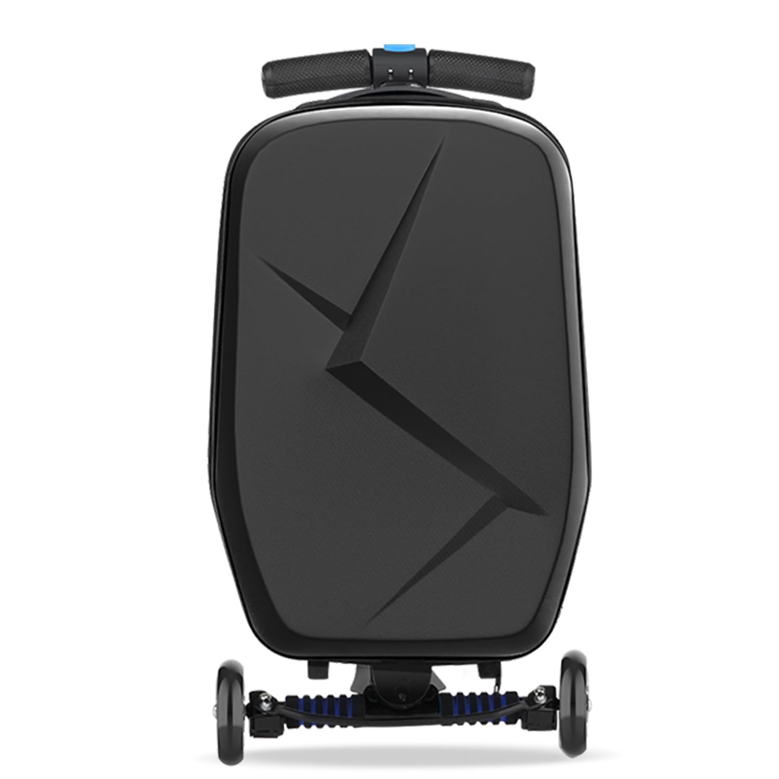 Kids & Adults Ride-On Scooter Luggage - Lightweight Foldable Hardside Carry-On Suitcase with Wheels for Ages 4-15, Multifunctional Travel Suitcase for Children & Teenagers (Charcoal Black) - Perfect for Airports, Family Vacations & School Trips