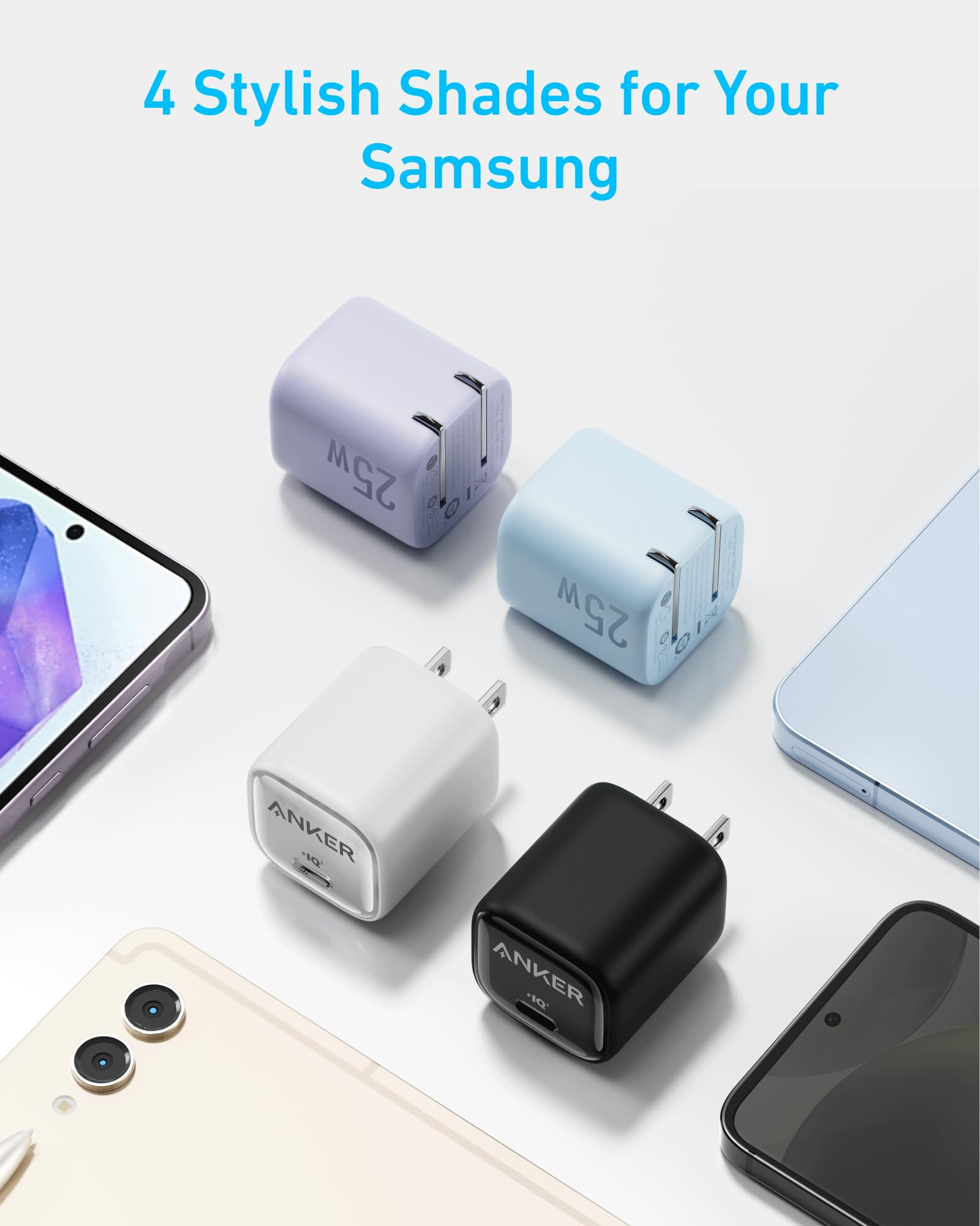 Anker 25W USB C Fast Charger Block - Compact & Foldable PPS Charger for Galaxy S24/Z Fold/Z Flip/Tab, iPhone 15/14/13, iPad - Perfect for Travel, Home & Office Use (Black)