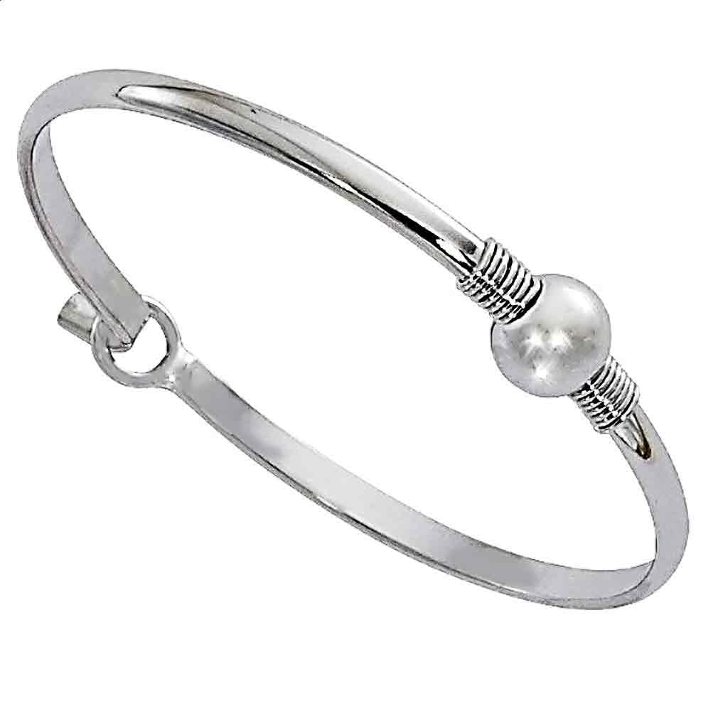 Ball Bracelet Latch Cuff - Adjustable Silver Bangle Bracelet for Women | Perfect for Parties, Weddings & Everyday Wear