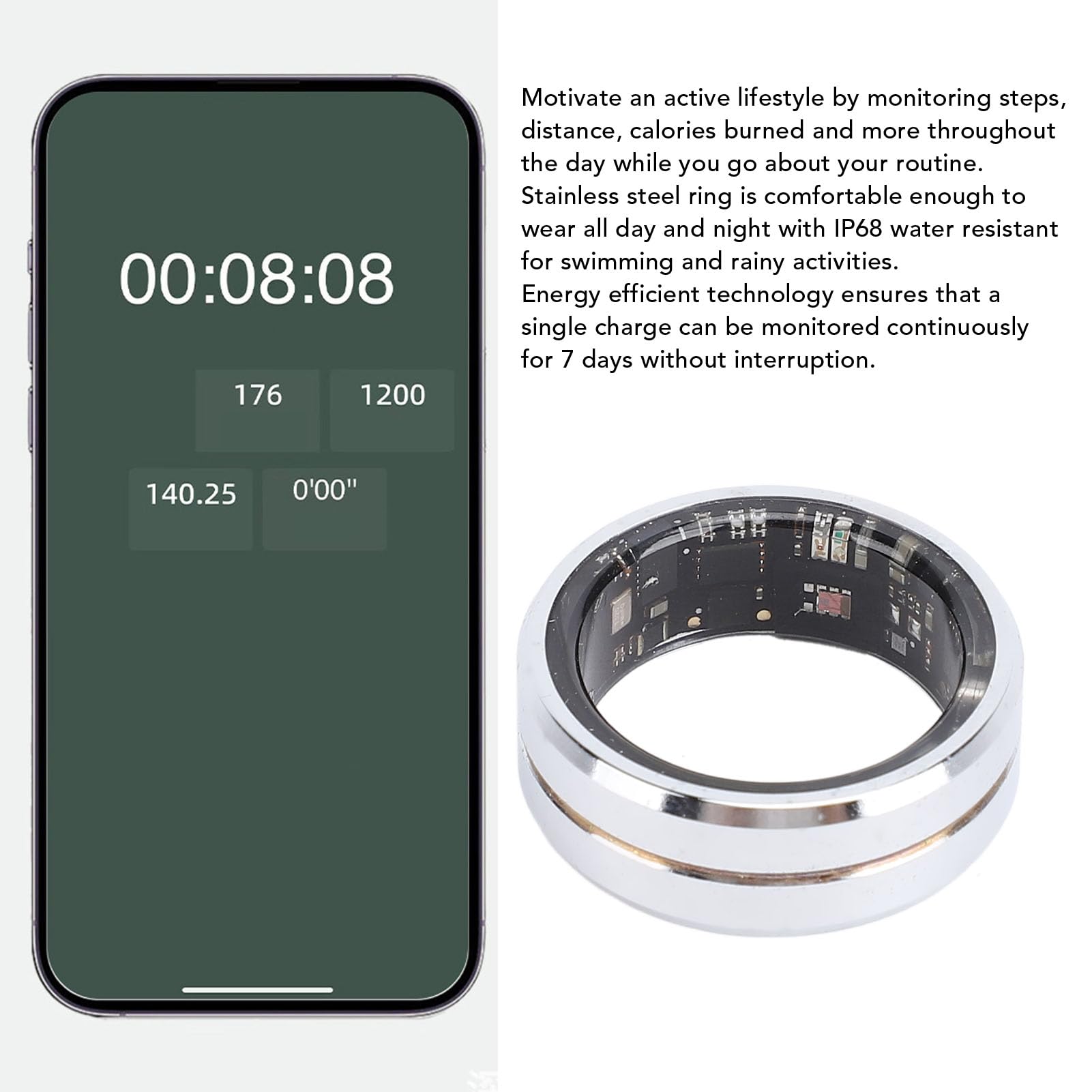 JYouPro Smart Ring - Waterproof Fitness & Health Tracker with Sleep Monitoring, Step Counter, Calorie & Distance Tracking, 7-Day Battery Life - Perfect for Workouts, Sleep Analysis & Daily Activity Tracking