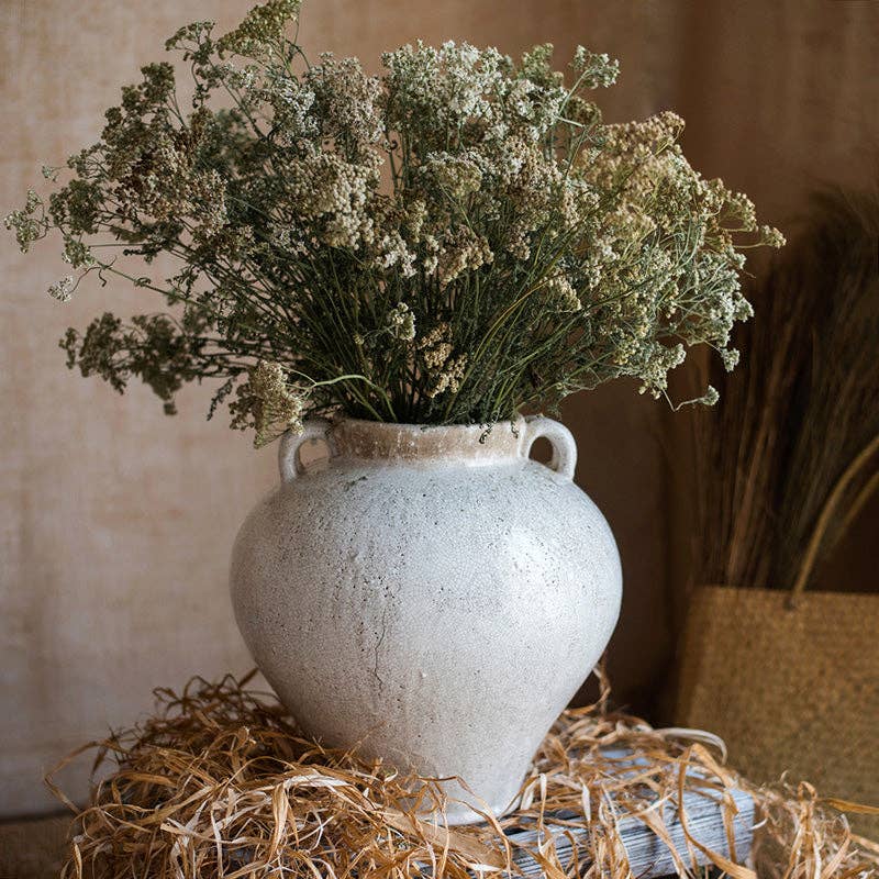 Large White French Country Ceramic Vase - Farmhouse Home Decor for Living Room, Dining Table & Wedding Centerpieces