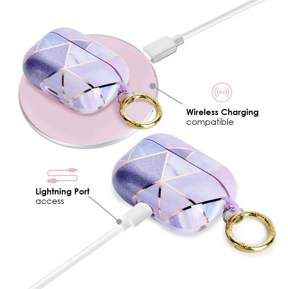 Stylish Purple Geometric Marble AirPods Case - Trendy Protective Cover for AirPods 2/3/Pro - Perfect for Work, Travel & Everyday Use