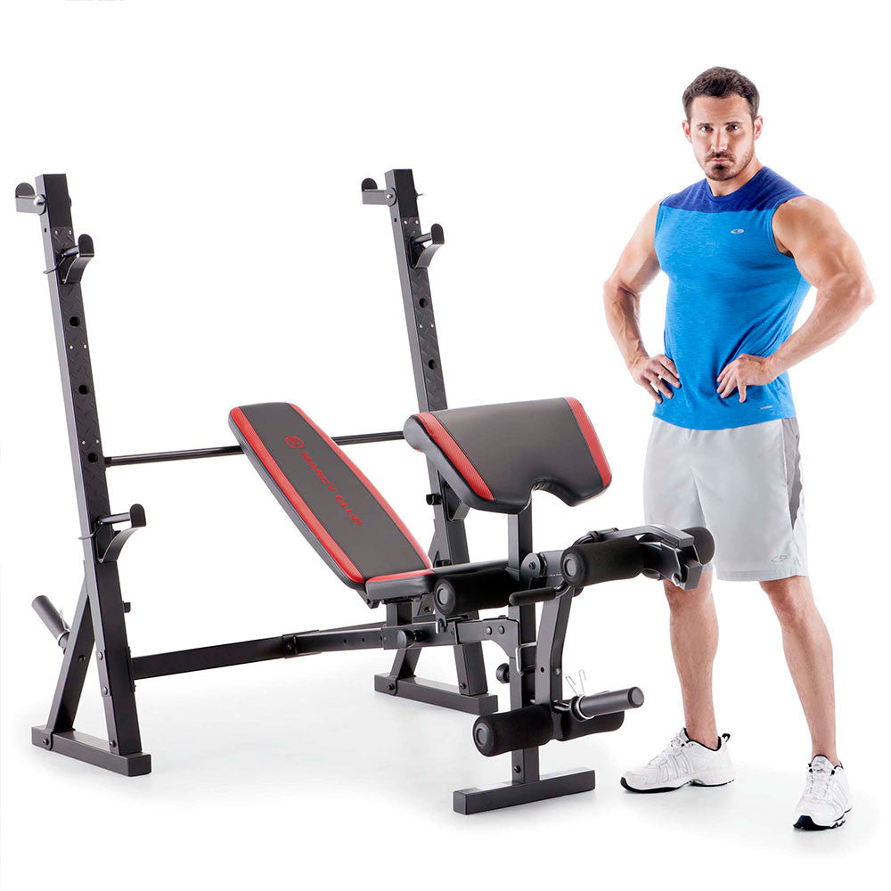Marcy Deluxe Olympic Weight Lifting Bench MKB-957 - Adjustable Strength Training Bench for Home Gym Workouts | Perfect for Weightlifting, Bodybuilding & Fitness Training