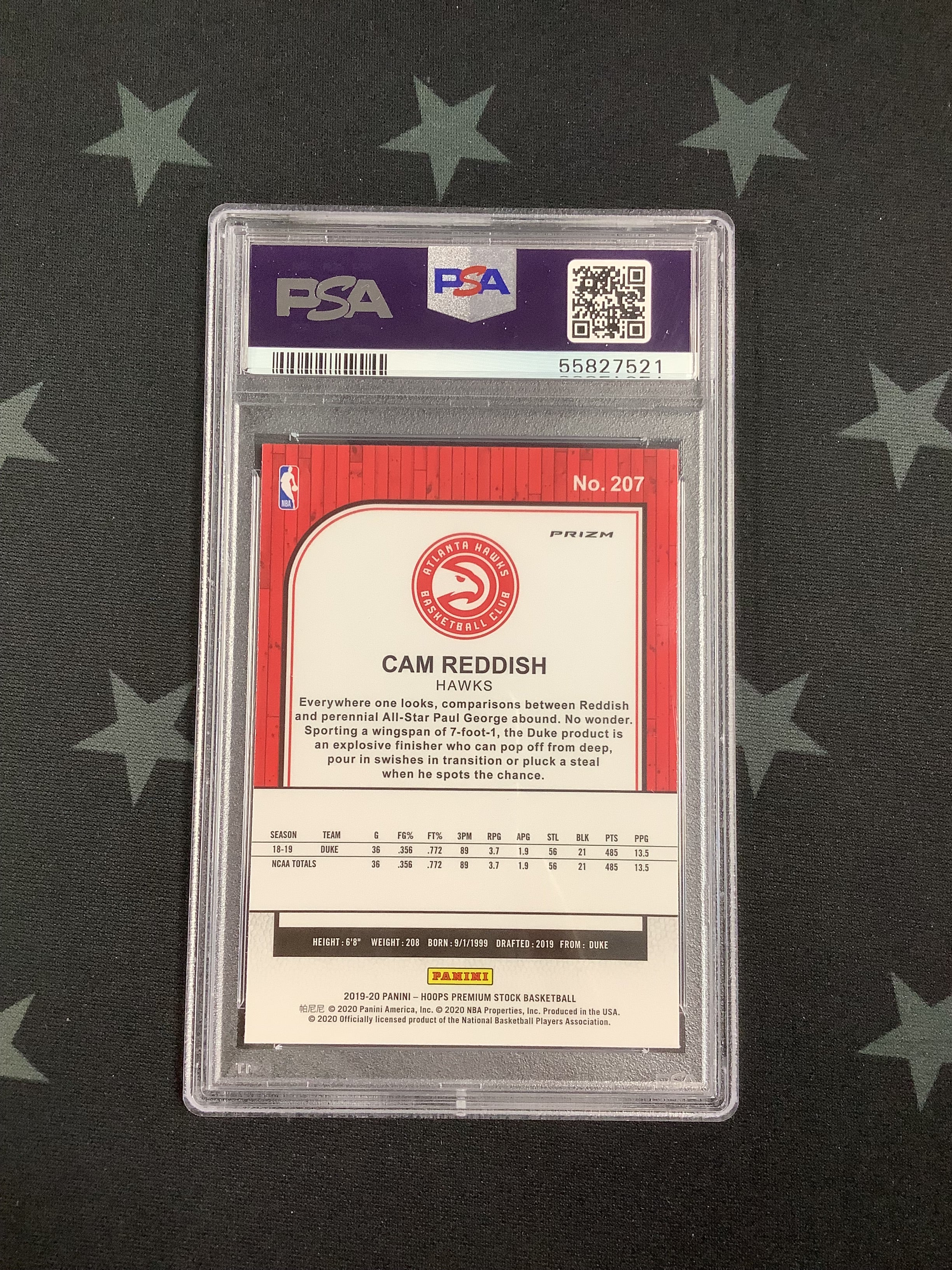 2019 Panini Hoops Premium Stock Silver Prizm Cam Reddish #207 PSA Mint 9 - Rare Basketball Trading Card for Collectors & Investors - Perfect for Sports Memorabilia Displays & Auctions
