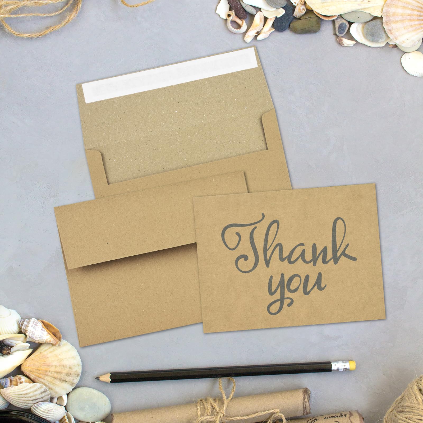 50 Pack Kraft Blank Cards & Envelopes Set 4.375x5.75 Inches - Eco-Friendly Brown Stationery for Invitations, Thank You Notes, Greetings | Perfect for Weddings, Birthdays, Business Correspondence