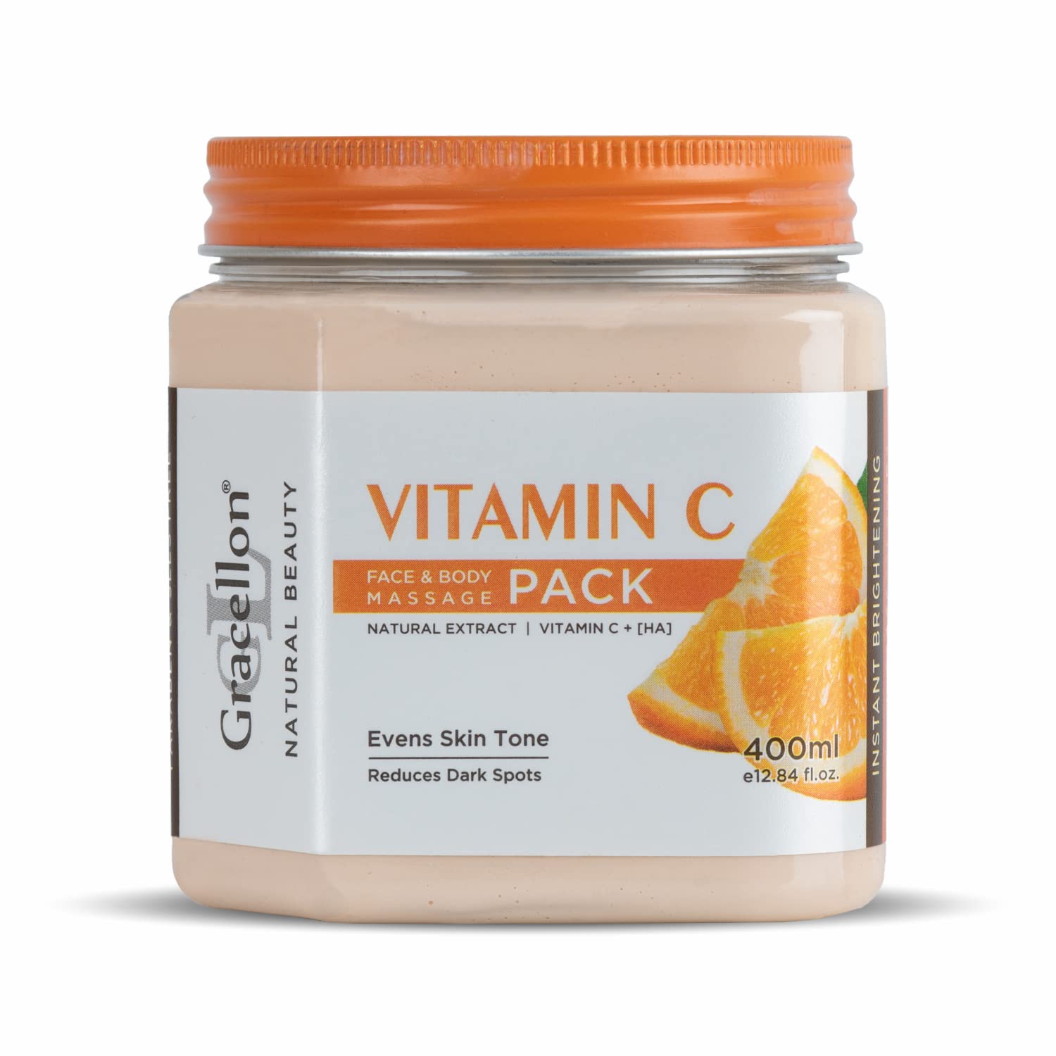 Gracellon Vitamin C Face Mask for Brightening Skin Tone - Fades Hyperpigmentation & Improves Elasticity | Paraben & SLES Free | Daily Skincare & Anti-Aging Treatment