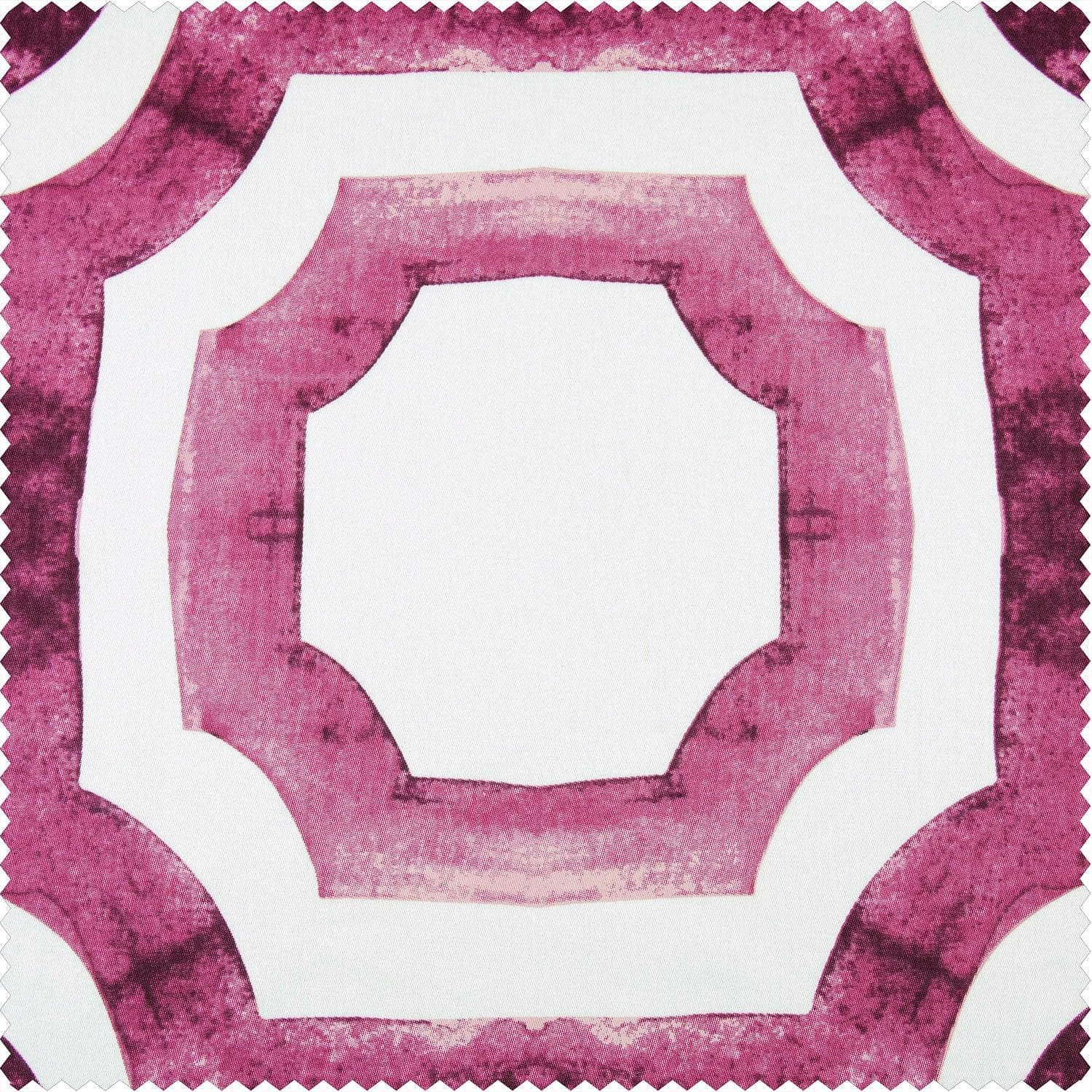 Mecca Pink Geometric Printed Cotton Custom Curtains - Modern Window Treatments for Living Room & Bedroom