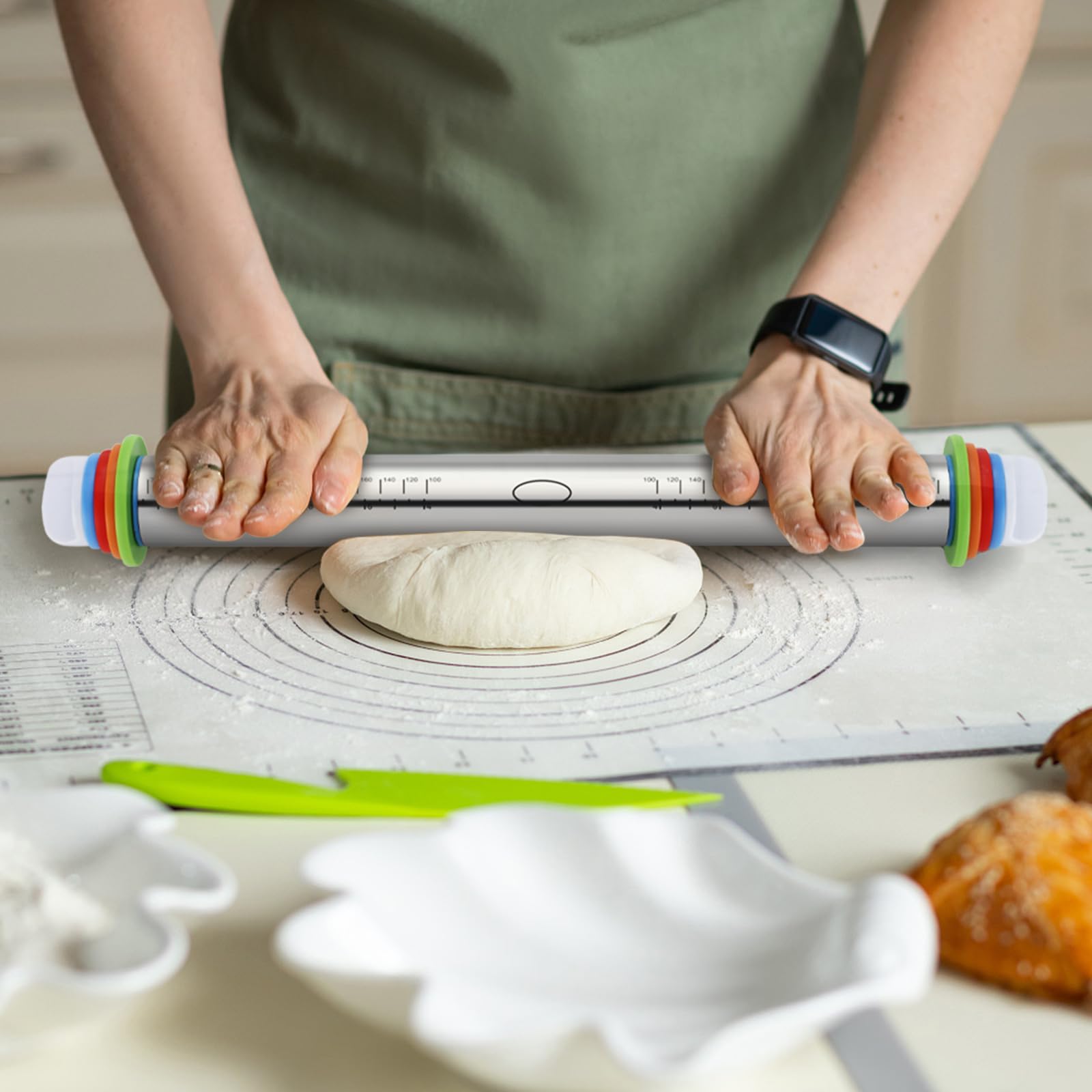 Unokit 3-Piece Adjustable Thickness Rolling Pin Set - 17.5