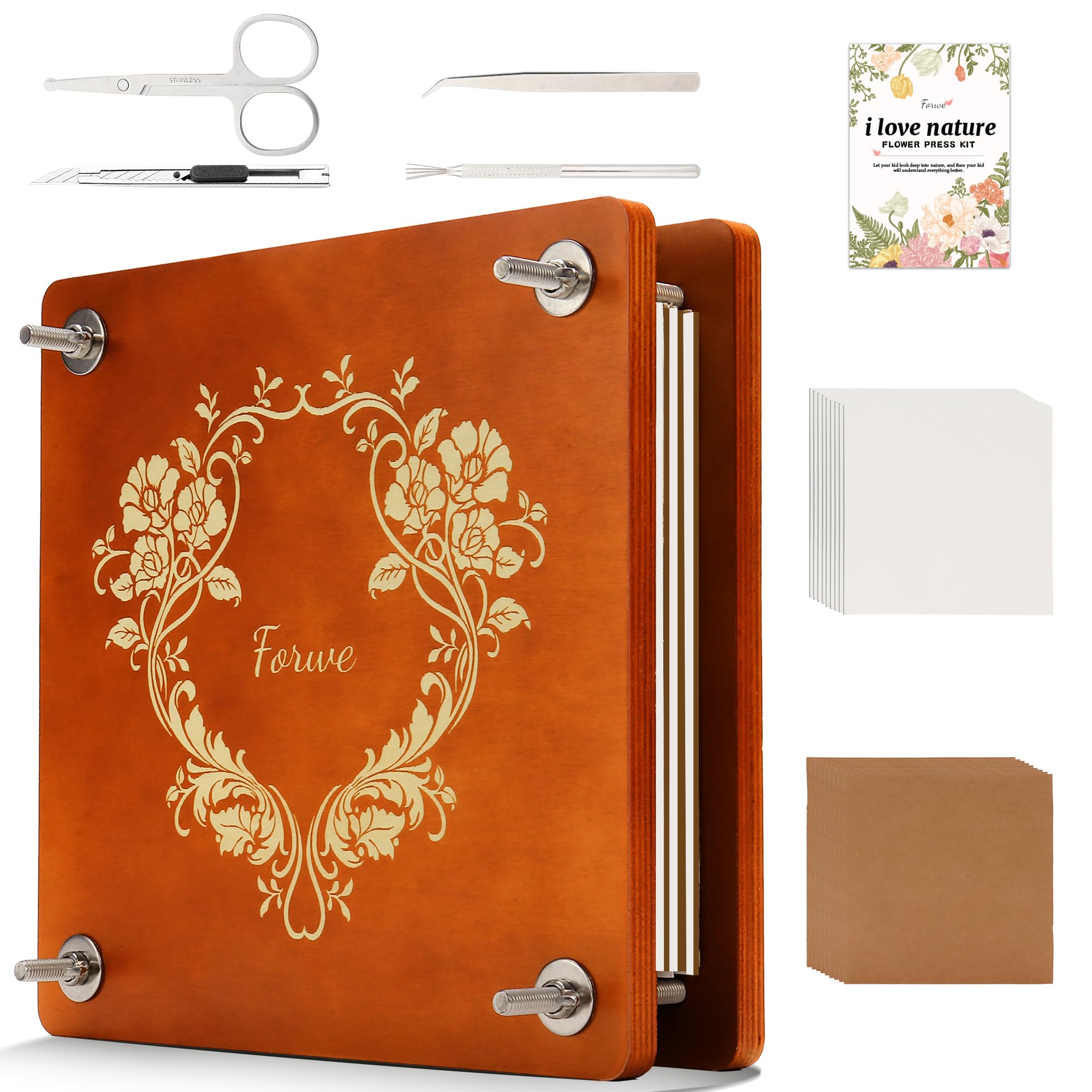 Forwe Large 12-Layer Wooden Flower Press Kit - 10.6