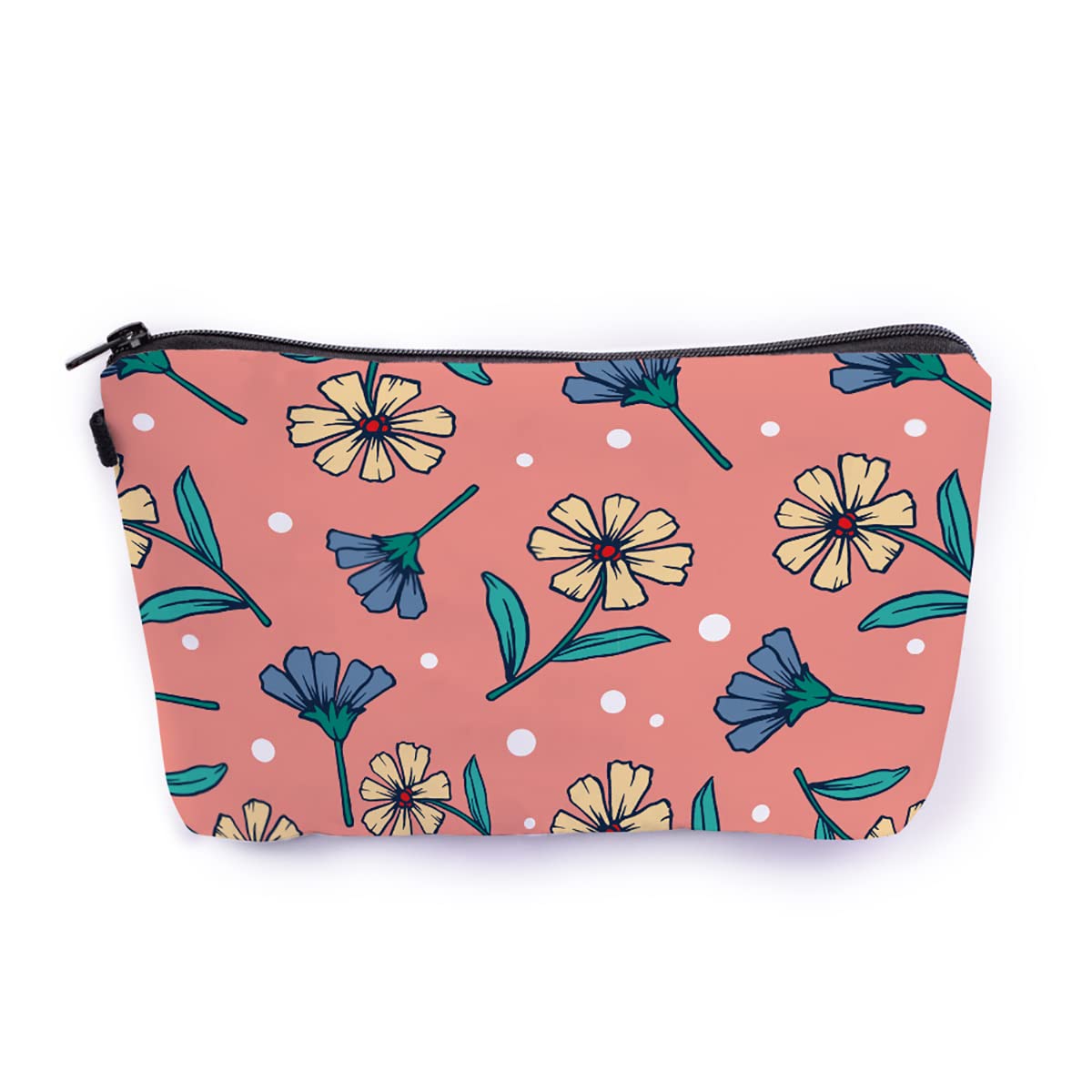 Botanic Printed Canvas Zipper Pouch for Women - Waterproof Cosmetic & Makeup Travel Organizer Bag | Portable Toiletry Storage Case | Perfect for Travel, Gym, and Daily Essentials
