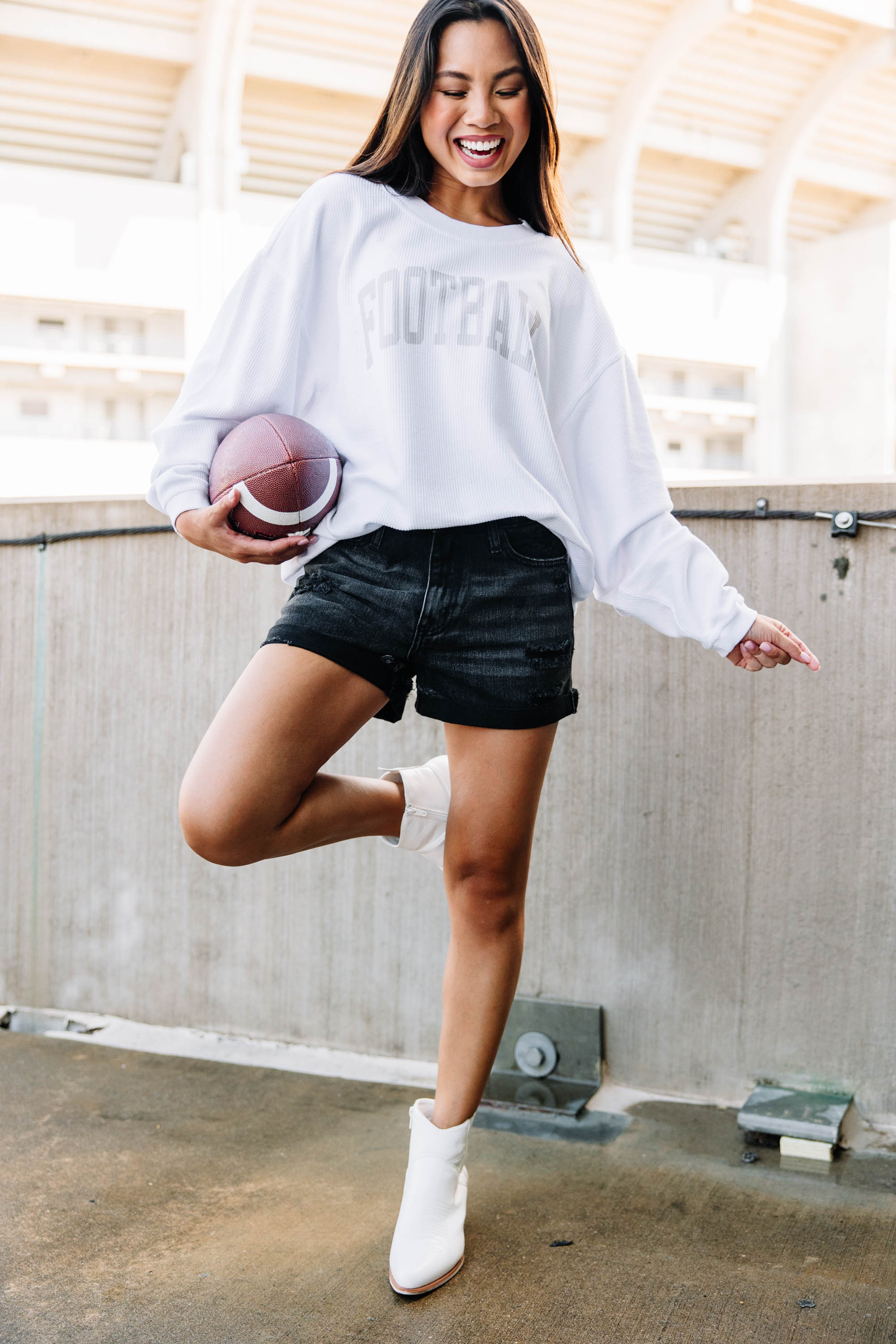 Men's Football Graphic Sweatshirt - White Cotton Pullover Hoodie with Corded Design | Perfect for Game Day, Casual Wear & Sports Fans
