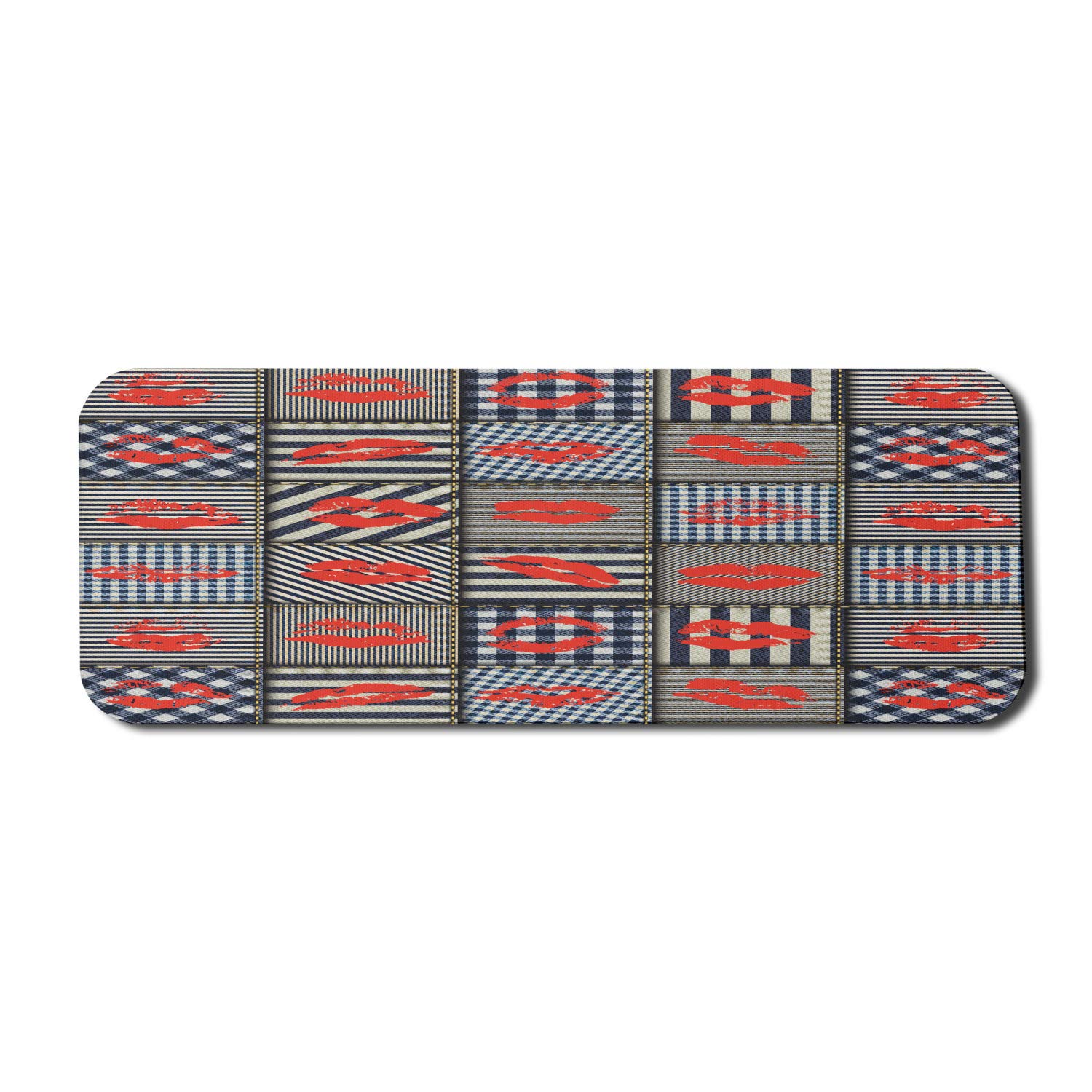 Ambesonne Colorful Non-Slip Gaming Mouse Pad - Stylish Lipstick Kiss & Houndstooth Pattern - Large 31