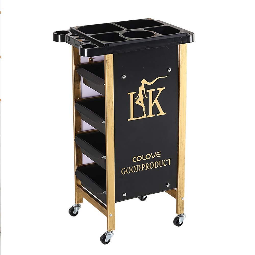 Professional 4-Drawer Rolling Beauty Salon Trolley Cart with Wheels - 20kg Capacity Stylist Hairdresser Tool Organizer with Appliance Holder | Perfect for Salon Styling, Mobile Beauty Services & Home Hairdressing Equipment Storage