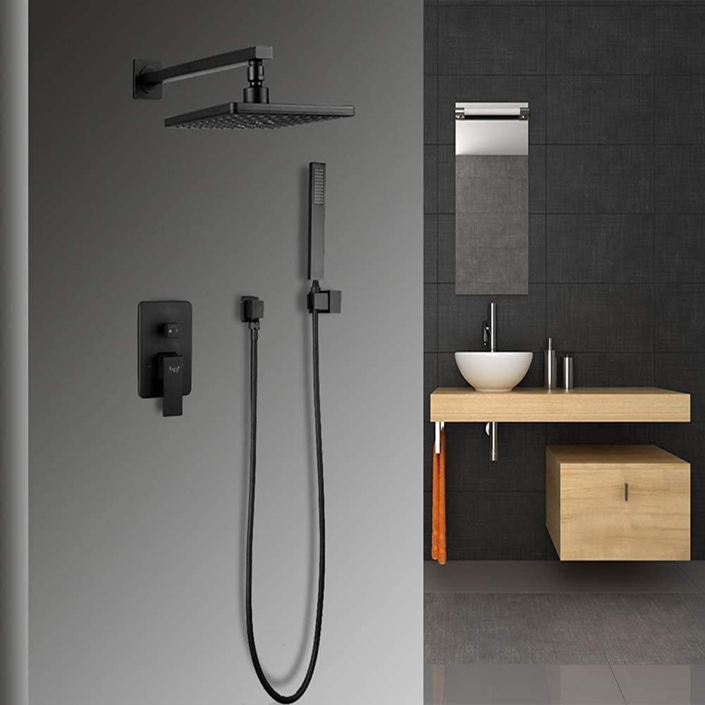 Premium Brass Square Concealed Shower Faucet System - Wall Mounted Rainfall Shower Mixer Tap with Waterfall Feature for Modern Bathroom | Bath & Shower Set for Luxurious Spa Experience at Home