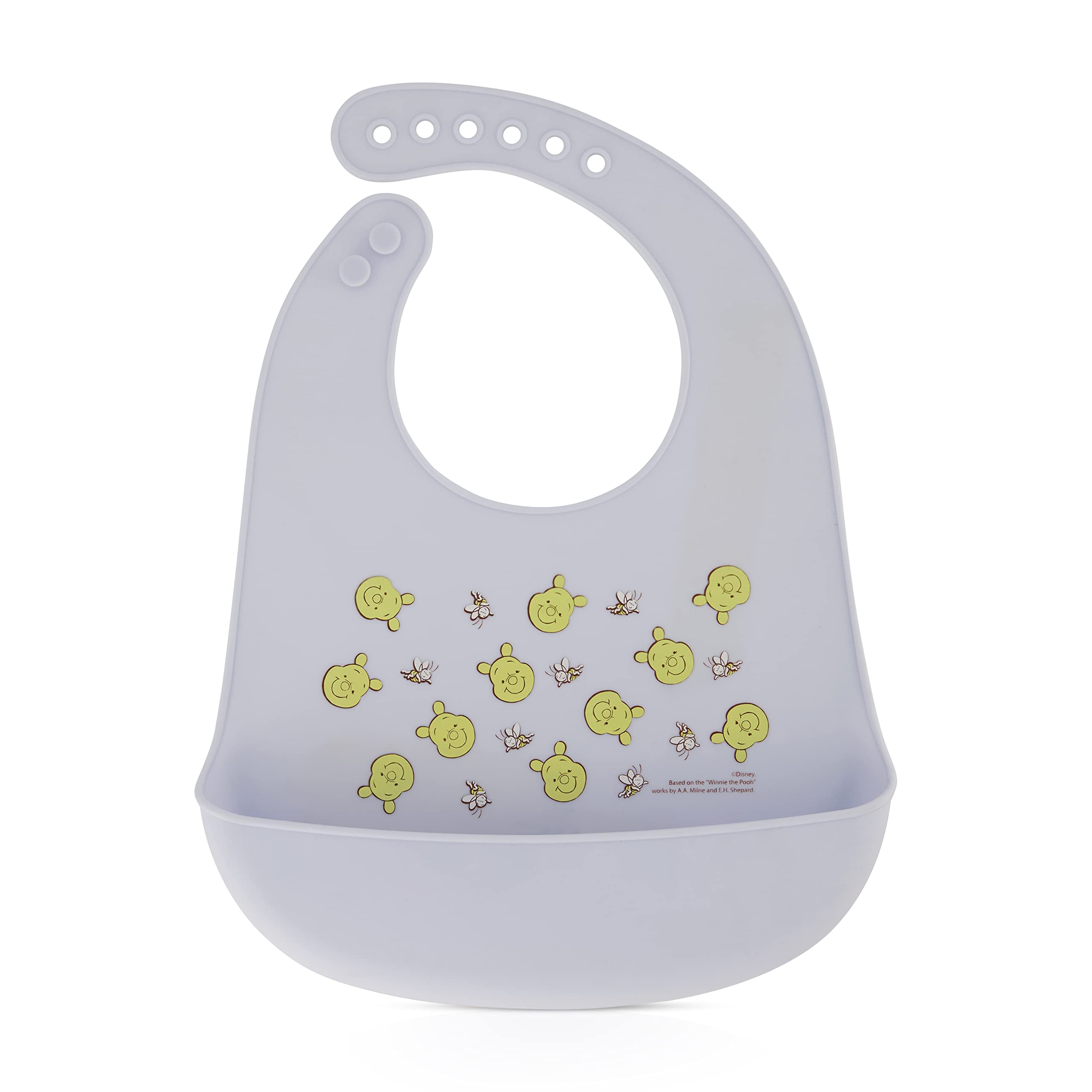 Disney 2-Pack Unisex Baby & Toddler Silicone Bibs with Food Catcher - Soft Waterproof Feeding Bibs for Mess-Free Mealtime - Perfect for Infants & Kids at Home, Restaurants or Travel
