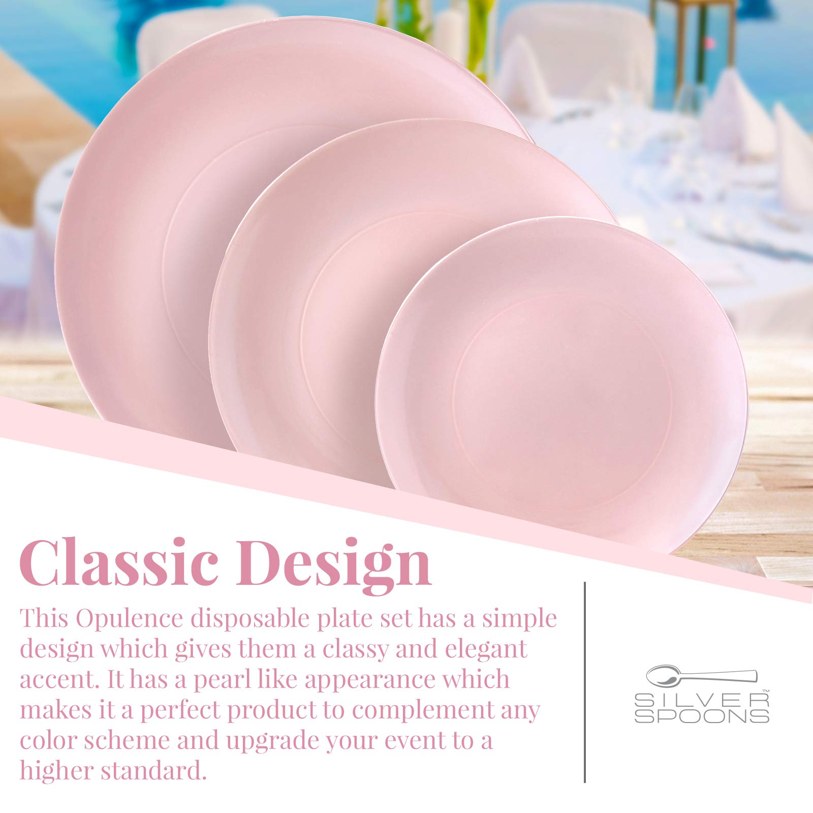 Luxury Silver Spoons Dinner Plates Set - Elegant Opulence Blush Porcelain Tableware for Fine Dining & Special Occasions