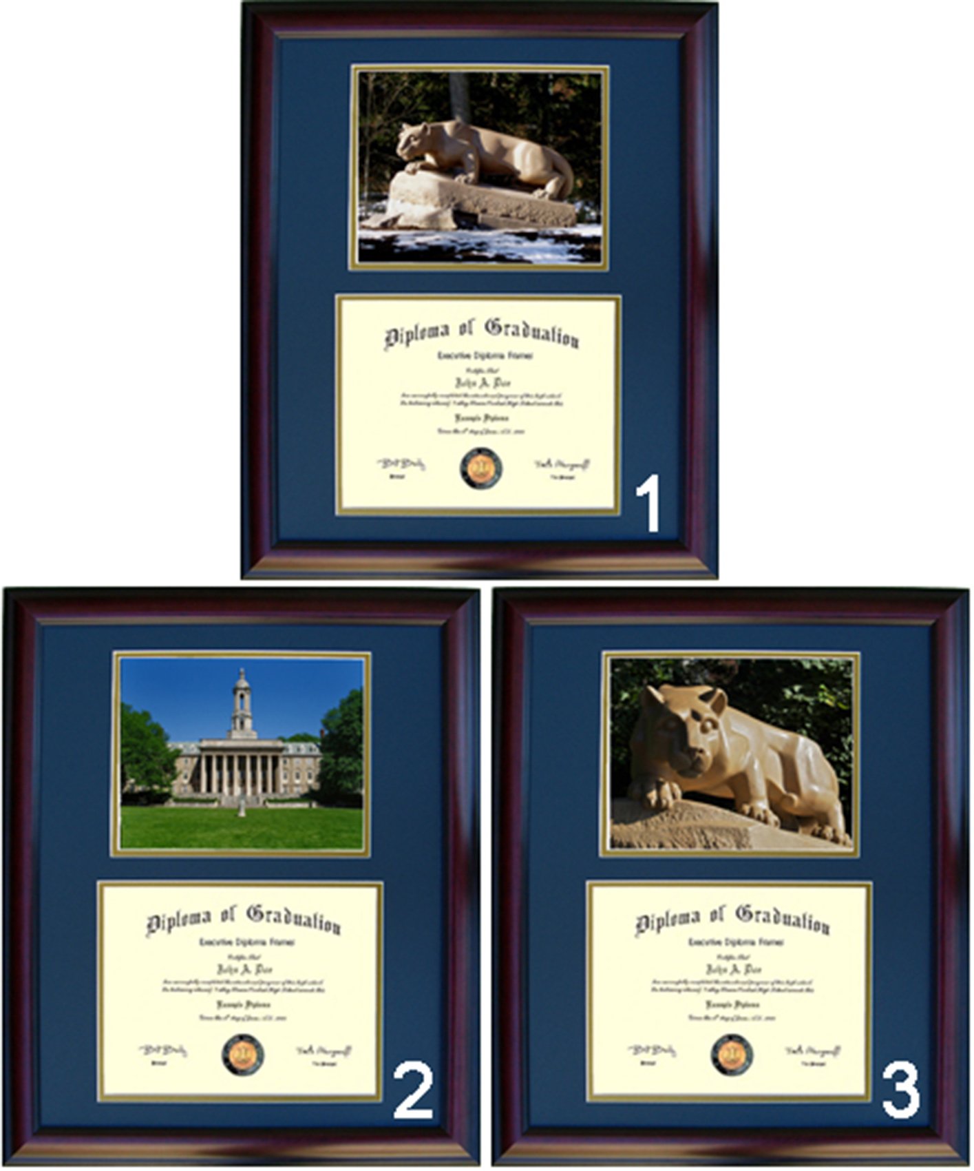 Penn State Diploma Frame with Photo - Premium Cherry & Walnut Wood Display for Graduation Certificates, Diplomas, and Awards - Perfect for Office, Home Decor, or Gift Giving