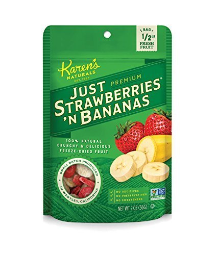Karen's Naturals Just Strawberries 'N Bananas - 2oz All Natural Freeze Dried Fruit Snacks | Vegan, Gluten Free, No Additives, No Preservatives, No Added Sugar | Perfect for Lunchboxes, Hiking, Travel & Healthy On-the-Go Snacking