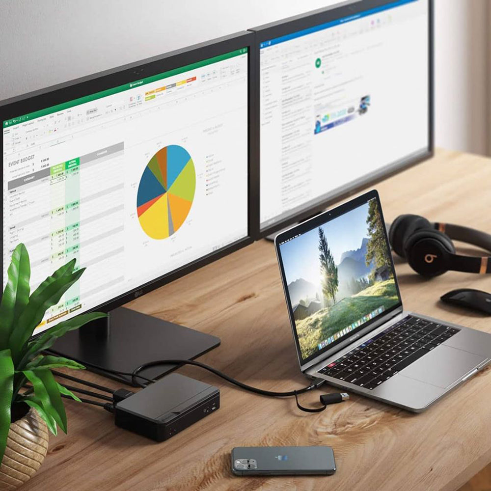 Universal Twin HD Docking Station with USB C & USB A Ports - Dual Monitor 1080p@60Hz for Laptop, PC & Mac - Perfect for Home Office, Gaming & Video Conferencing