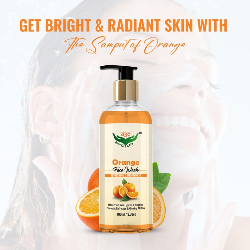 Refreshing Orange Face Wash for Brightening & Smooth Skin - Lighten & Brighten Complexion - Perfect for Daily Skincare & Glowing Skin Routine