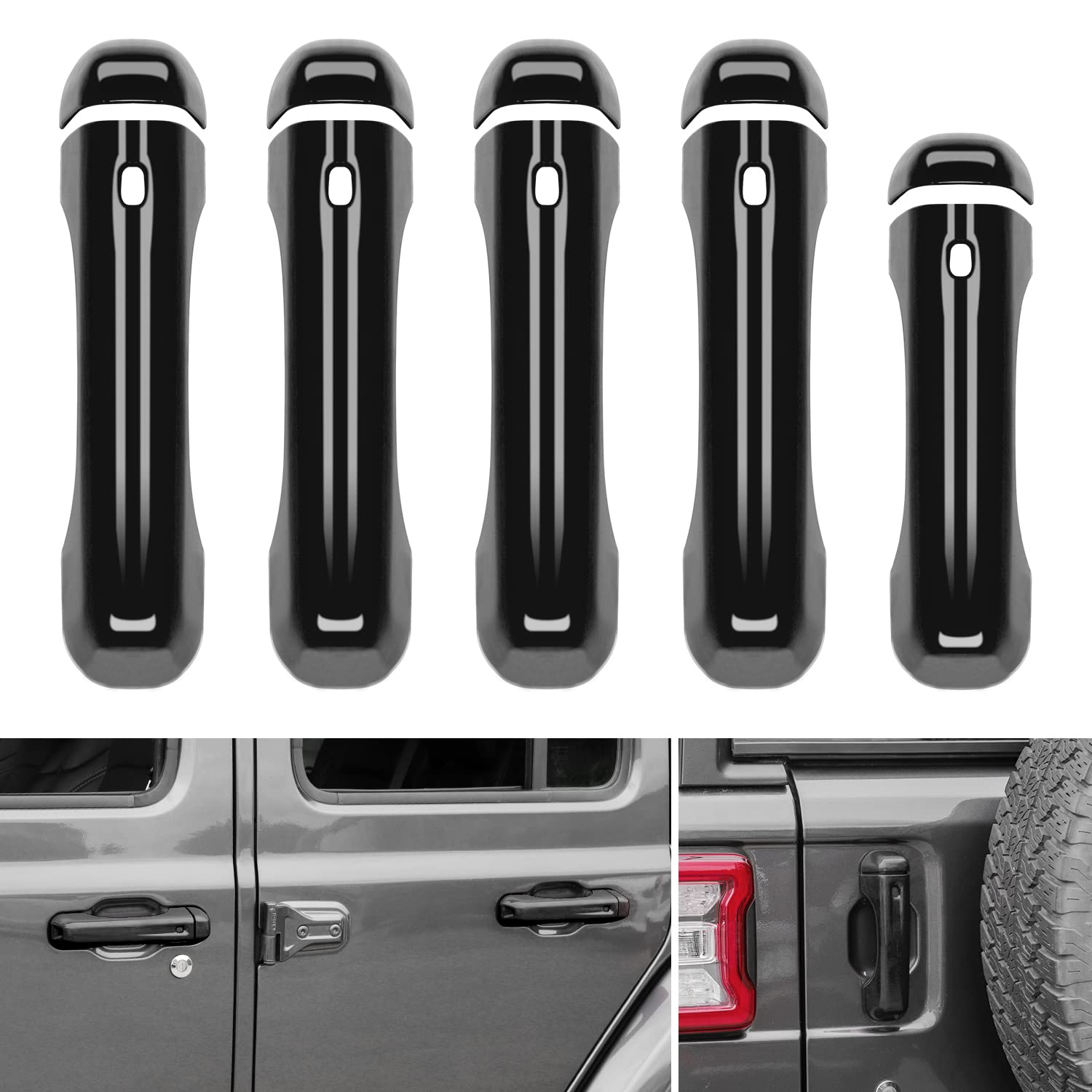Jeep JL Door Handle Cover & Tailgate Handle Cover for 2018-2021 Jeep Wrangler JL JLU (Sports, Sahara, Rubicon) - 2 Door & 4 Door Exterior Accessories - Black - Durable Protection & Style Upgrade for Off-Road Adventures & Daily Driving