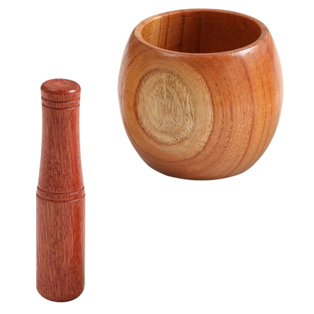 Premium Wooden Garlic Masher & Mortar Pestle Set - Handcrafted Manual Garlic Press, Herb Grinder for Kitchen - Natural Wood Spice Crusher for Garlic, Pepper, Ginger - Perfect for Cooking, Baking & Meal Prep
