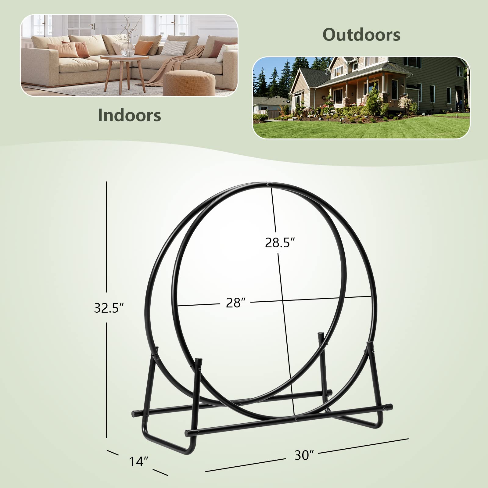Goplus 32.5 Inch Heavy Duty Steel Firewood Rack - 440LBS Capacity Outdoor Log Holder for Fireplace, Fire Pit & Indoor Wood Storage | Durable Firewood Organizer for Patio, Backyard & Home Use
