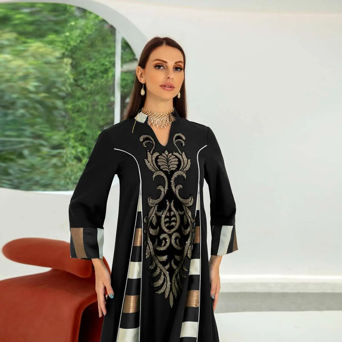 Elegant Eid Dress for Women - Sparkling Sequins & Embroidery Kaftan Caftan Outfit | Perfect for Eid Celebrations, Weddings & Special Occasions