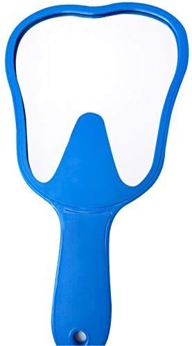 10 Pack Handheld Dental Mirror Set - Tooth Shaped, Removable Film, 5 Molar-Shaped Patient Mirrors (25x13cm/9.8x5.1in) - Frameless White Tabletop Mount for Dentists & Dental Students - Perfect for Dental Exams, Cleanings & Orthodontic Procedures