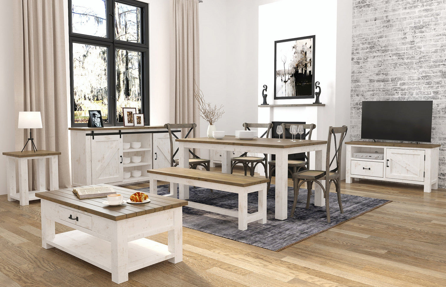 Borsgade Bench in White/Natural - Modern Wooden Entryway Bench for Hallway, Living Room & Bedroom