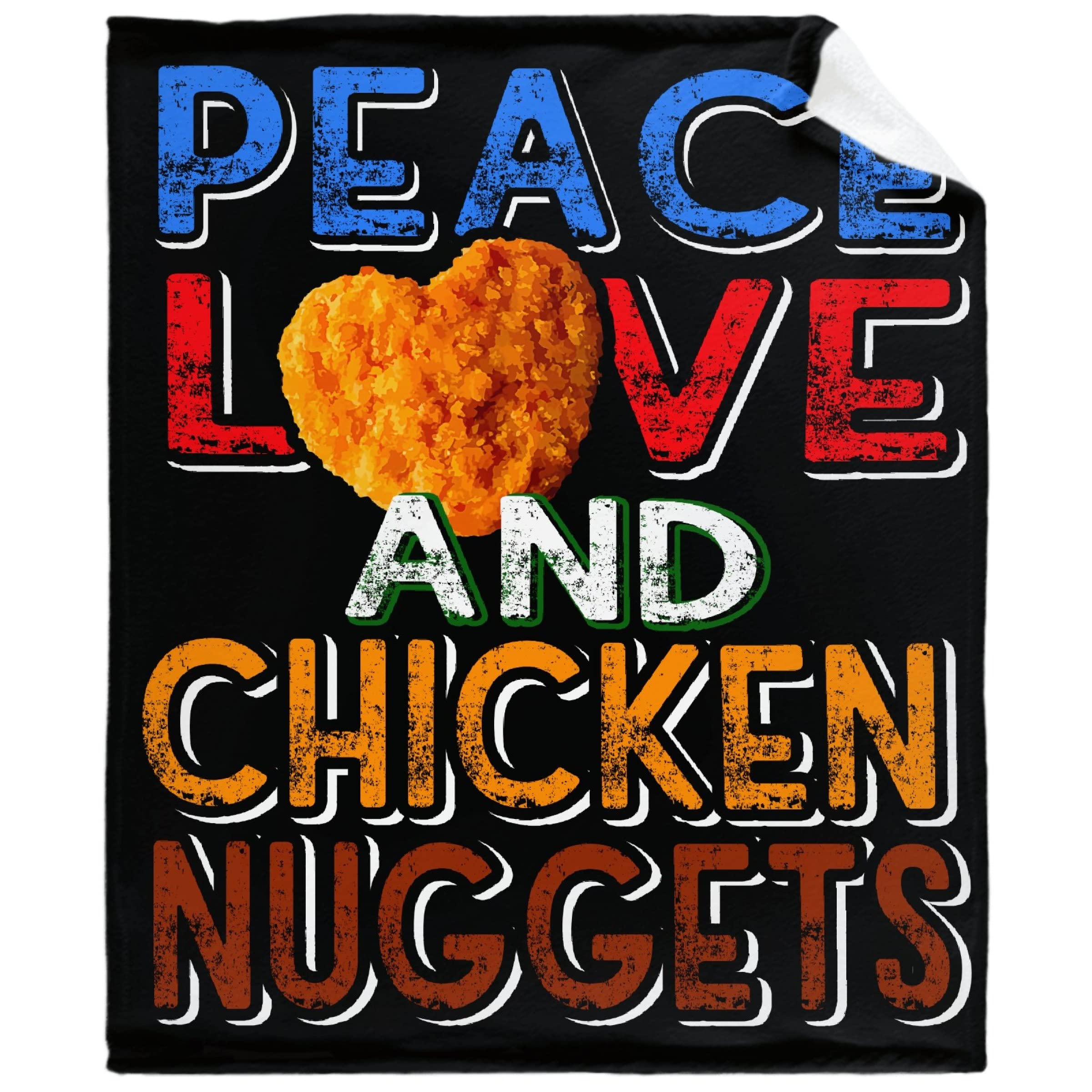 Lynnezilla Peace Love Chicken Nuggets Throw Blanket - Ultra Soft Plush Fleece Blanket 90