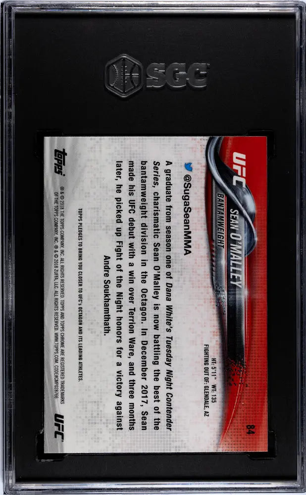2018 Topps Chrome UFC Sean O'Malley Rookie Card #84 SGC 9.5 Graded - Collectible Sports Trading Card for UFC Fans and Memorabilia Collectors