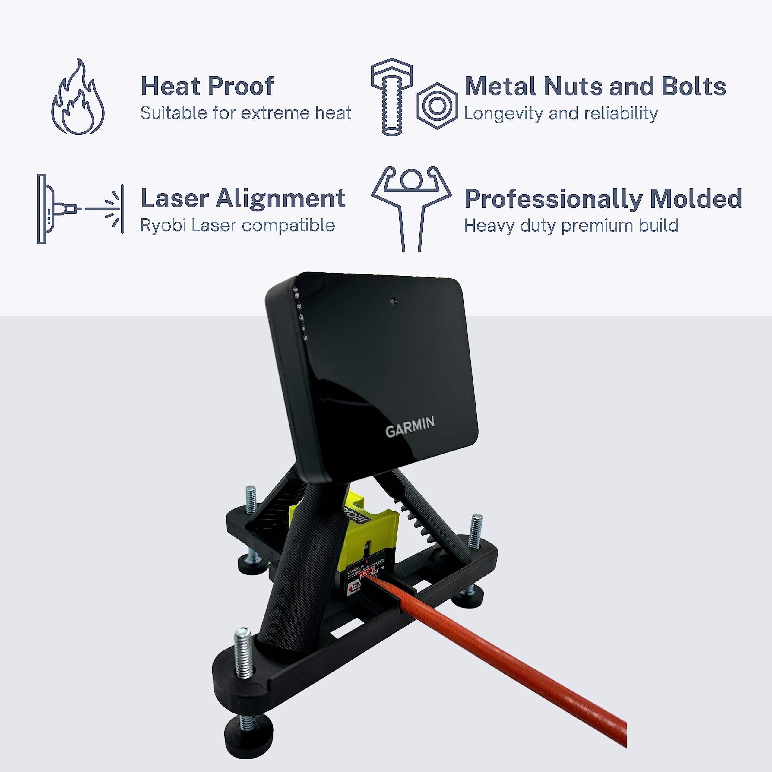 Garmin R10 Alignment and Leveling Stand - Heat Proof Golf Training Aid for Indoor & Outdoor Use | Perfect for Driving Range, Backyard Practice, and Simulator Setup