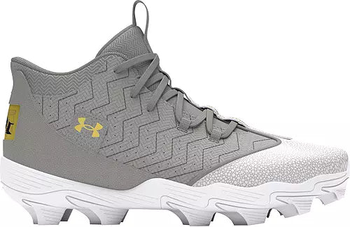 UA Youth Harper 9 RM Cleats Grey 3027452 100 - Baseball Cleats for Kids, Lightweight & Comfortable for Training & Games