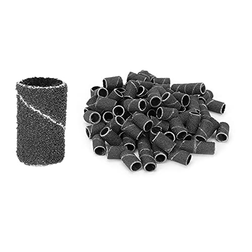 Professional 120 Grit Manicure Sanding Bands for Nail Drill - HQ-12 Black Replacement Surface Sanding Bands | Perfect for Nail Art, Acrylics & Gel Polish Removal