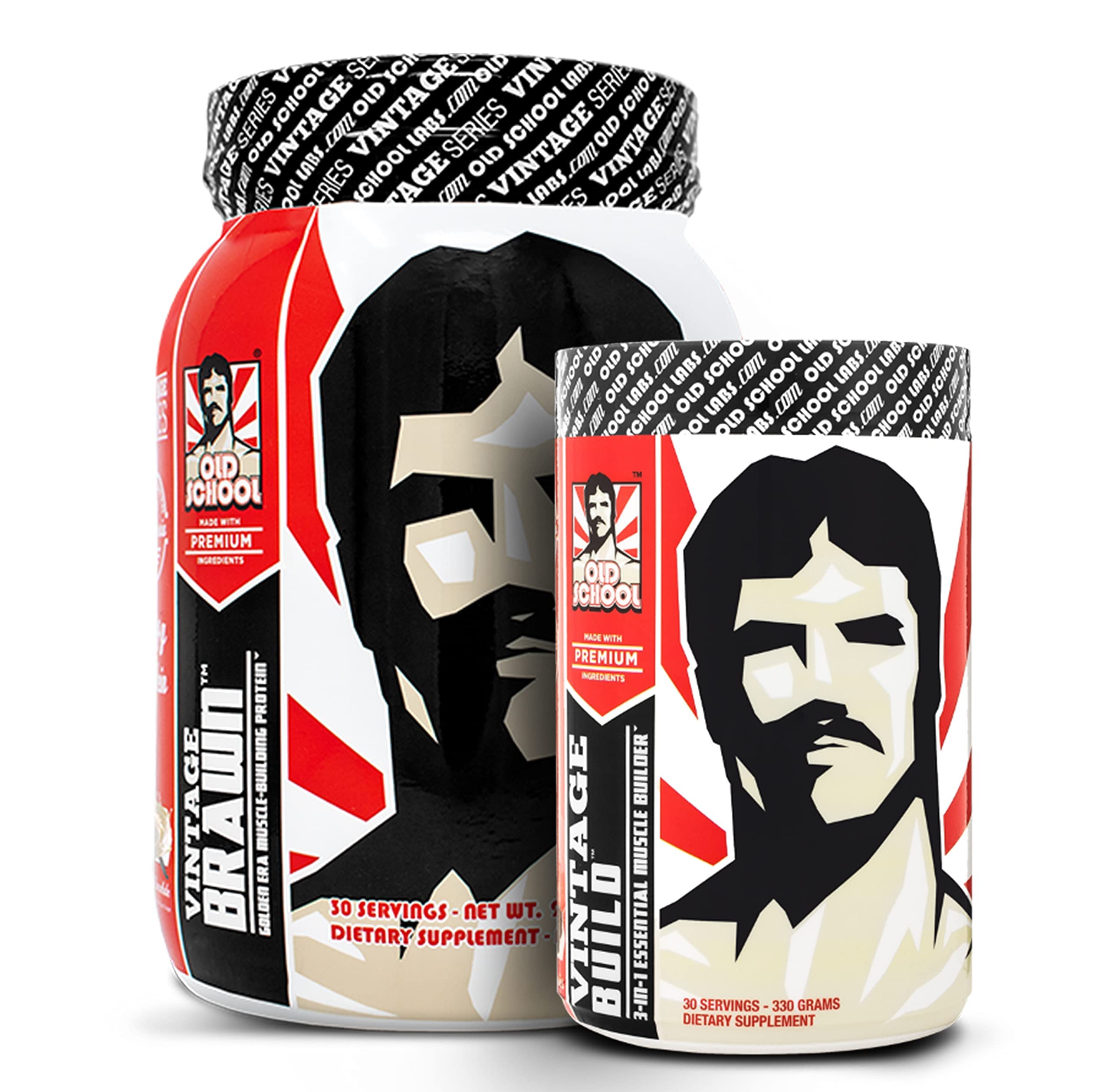 Old School Labs Vintage Brawn Muscle Building Protein Powder - Post Workout Recovery Supplement for Men & Women - Gym Fitness & Bodybuilding Support