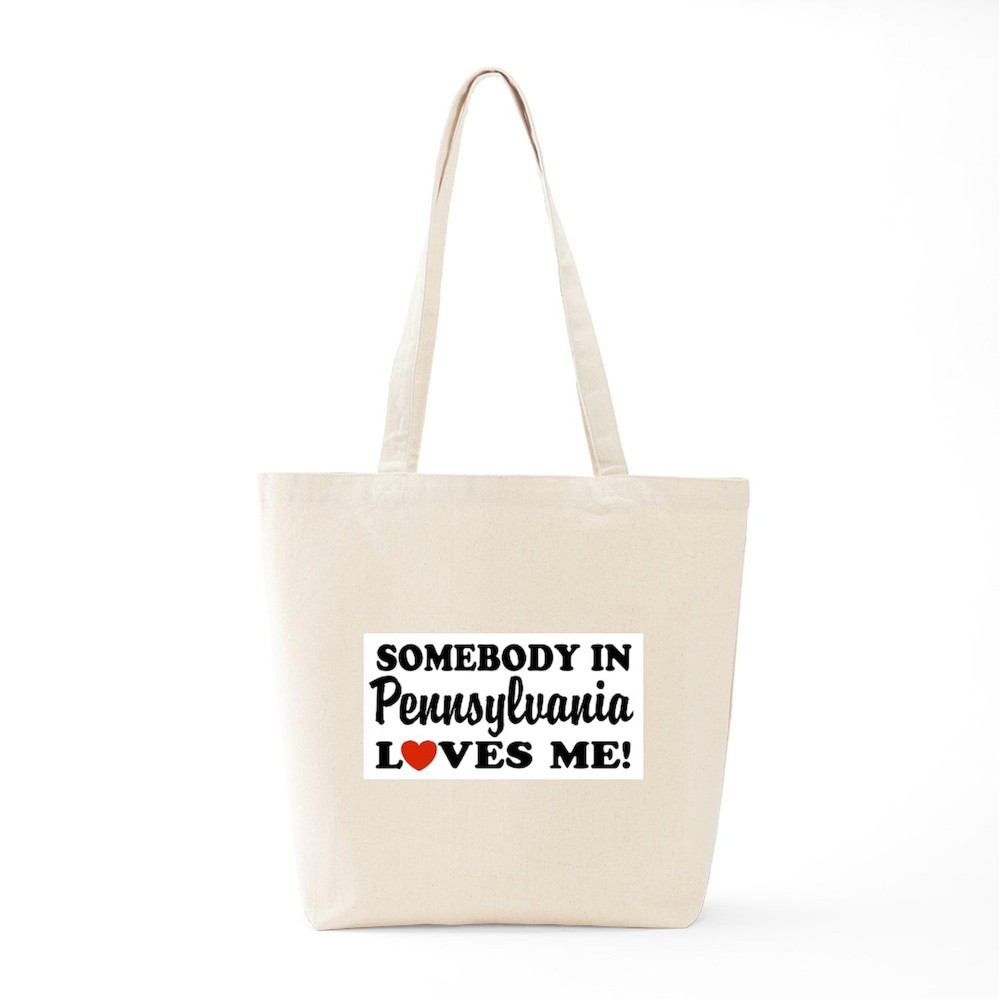 Somebody In Pennsylvania Loves Me Natural Canvas Tote Bag - Reusable Grocery Shopping Bag for Women & Men - Perfect for Farmers Market, Beach Trips & Everyday Use