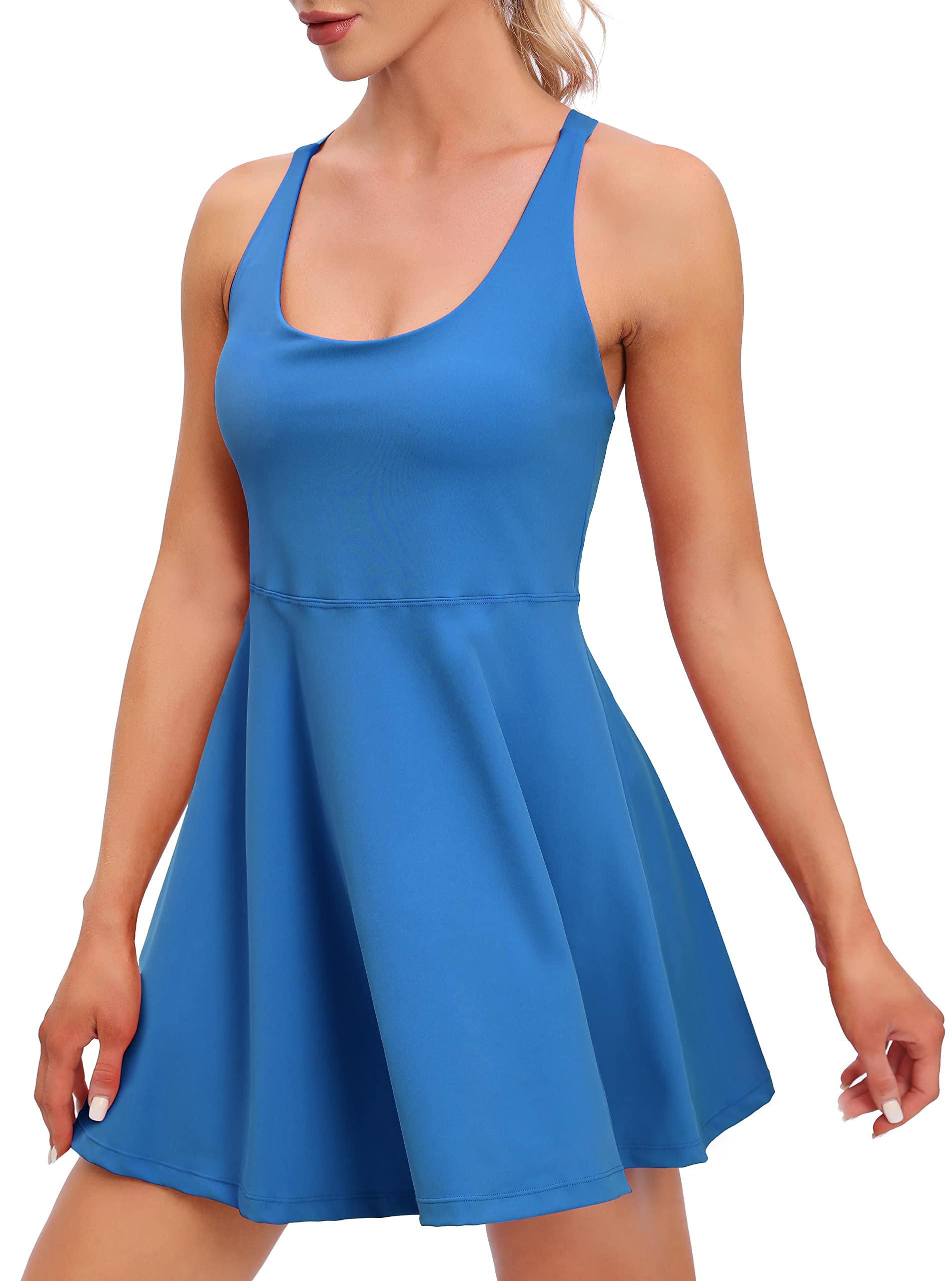 Women's Athletic Tennis Dress with Built-in Shorts & Bra - Workout, Golf & Exercise Dress - Perfect for Tennis, Gym, Yoga & Outdoor Sports