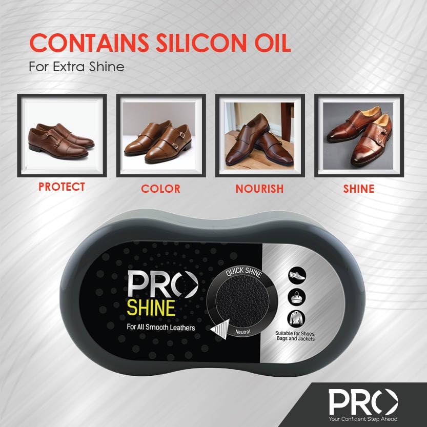 PRO Quick Shine Shoe Shining Sponge - Instant Leather Shoe Shiner & Cleaner Kit for Men & Women - Durable & Versatile Shoe Care Accessory for Dress Shoes, Boots, Loafers - Perfect for Office, Wedding & Daily Use