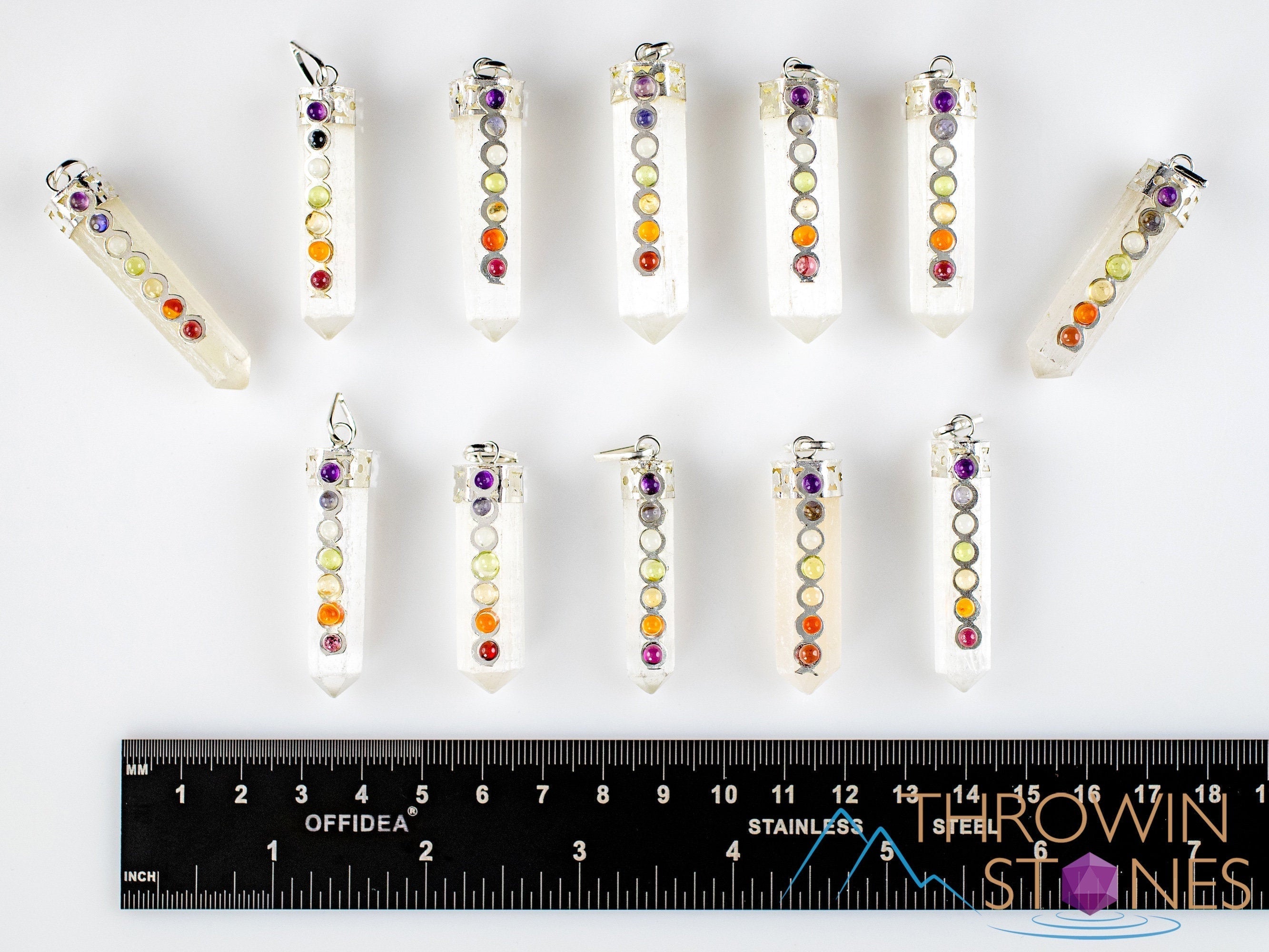 Handmade Chakra & Selenite Crystal Pendant Necklace with Natural Healing Stones - Spiritual Jewelry for Meditation, Energy Cleansing & Yoga Accessories